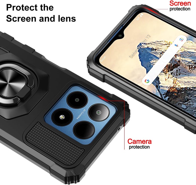Mocotto for Boost Summit 5G Phone Case with Tempered Glass Screen Protector,Military Grade Heavy Duty Shockproof Protective Cover,with Ring Kickstand (Boost Summit 5G,Black) - Image 2